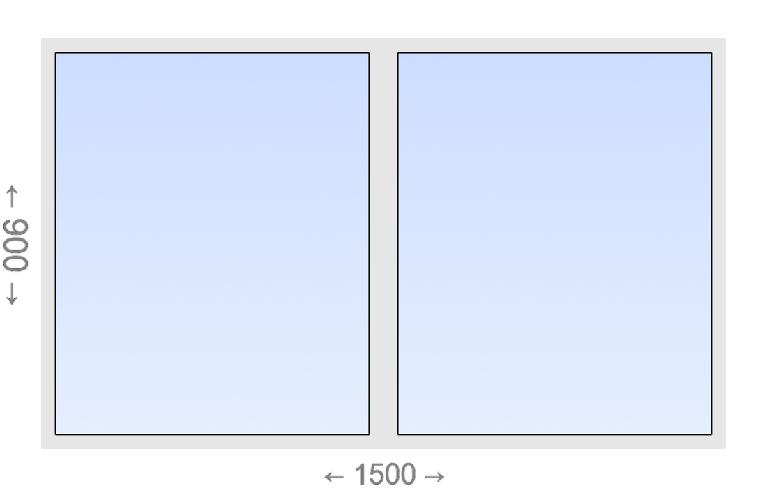 Двухстворчатое ПВХ окно 1500x900 Г-Г в рассрочку